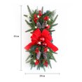thumbnail image 4 of CSChome Couronne de Noël Décoration de Couronne de Noël avec Lumières LED Grandes Feuilles Artificielles Rouges Grappes de Baies Couronne de Pommes de Pin Ornement, 4 of 6