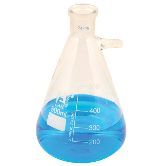 Buchner Filtering Flask, 100ml - Socket Size 24/29 -  Interchangeable Joint - Side Arm - Borosilicate Glass - Eisco Labs