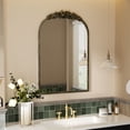 thumbnail image 5 of LUVODI Arched Bathroom Wall Mirror Vintage Art Mirror with Flower Relief Frame Home Decor 24x36in, 5 of 11