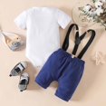 thumbnail image 6 of YDFCWXW Baby Boy My First Birthday Outfit Infant Bow Tie Romper with Suspenders, Cake Smash 1 Year Old Birthday Clothes (White, 12-18Months), 6 of 6