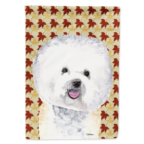 Bichon Frise Fall Leaves Portrait Garden Flag