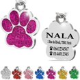 thumbnail image 4 of Etiqueta de identificación personalizada con placa de pata de acero para collar de perro y gato grabada (verde), 4 of 5