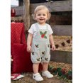 thumbnail image 4 of RUINIXCW Newborn Baby Boy Christmas Outfit Infant Boys Romper Overalls Xmas Clothes Striped Cute Embroidery Sleeveless Jumpsuit Shorts, 4 of 10