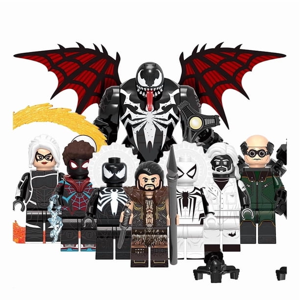 Set de 8 Figuras de Acción de Superhéroes Bloques de Construcción, Minifiguras de 1.77 Pulgadas de Doctor Octopus y Venon, Juguete de Bloques para Niños, Adolescentes, Regalo de Fiesta de Cumpleaños