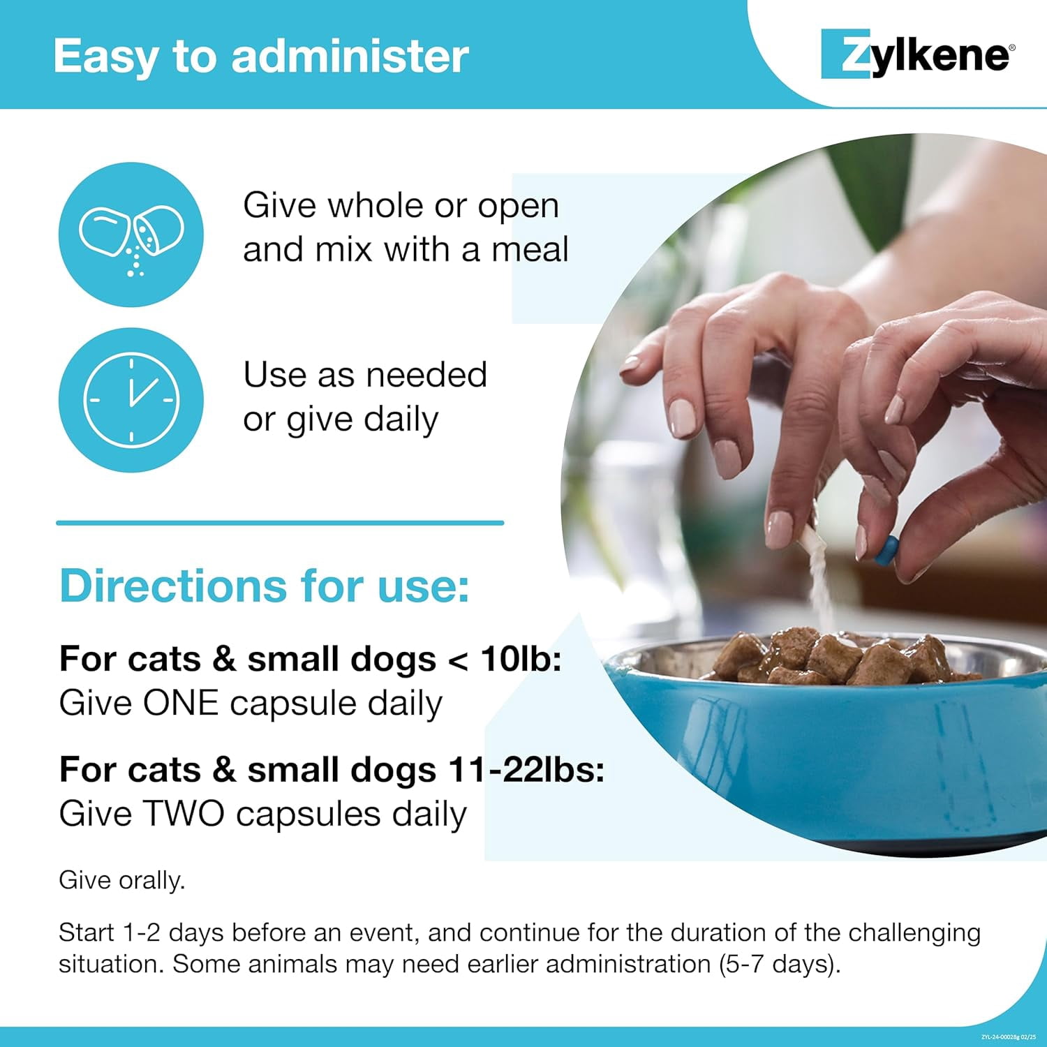 Vetoquinol Zylkene Calming Behavior Support Supplement, Helps Promote Relaxation and Reduce External Stress Factors, Daily Behavioral Support and Anxiety Relief, Dog or Cat, 11-22lbs, 75mg, 14ct