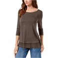 thumbnail image 2 of Style & Co. Blusa de gasa texturizada para mujer, marr?n, extragrande Style & Co. Pull-over, 2 of 2