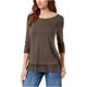 thumbnail image 2 of Style & Co. Blusa de gasa texturizada para mujer, marr?n, extragrande Style & Co. Pull-over, 2 of 2