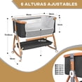 thumbnail image 4 of Cuna Multifuncional, Colecho para Padres, Cuna con Mosquitero, Portátil, Ajustable, Convertible a Mecedora, Rueda Silenciosa, Cesta de Almacenamiento(Gris Oscuro), 4 of 6