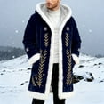 thumbnail image 3 of Mens Santa Coat Casual Christmas Cardigan Unisex Open Front Hooded No Zip Cozy Winter Printed Edge Warm Comfort Outerwear, 3 of 4