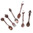 thumbnail image 2 of Kritne 6Pcs Coffee Spoon Set Innovative Vintage Retro Zinc Alloy Spoons Fork Set Cutlery Kitchen Accessory(Red Bronze), 2 of 11