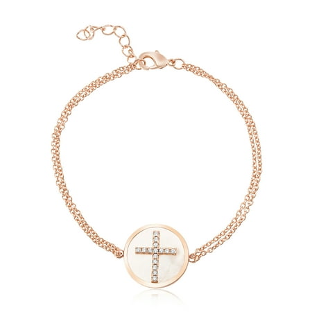 Mother Of Pearl Marcasite Bracelet - Lesa Michele Women's White Simulated Mother of Pearl 7.5