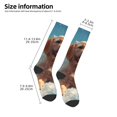 thumbnail image 2 of Xecao Cute Angel Winged Dog print thigh-high socks, crafted for both men and women with a stretchy, high-opaque design perfect for daily wear, 2 of 6