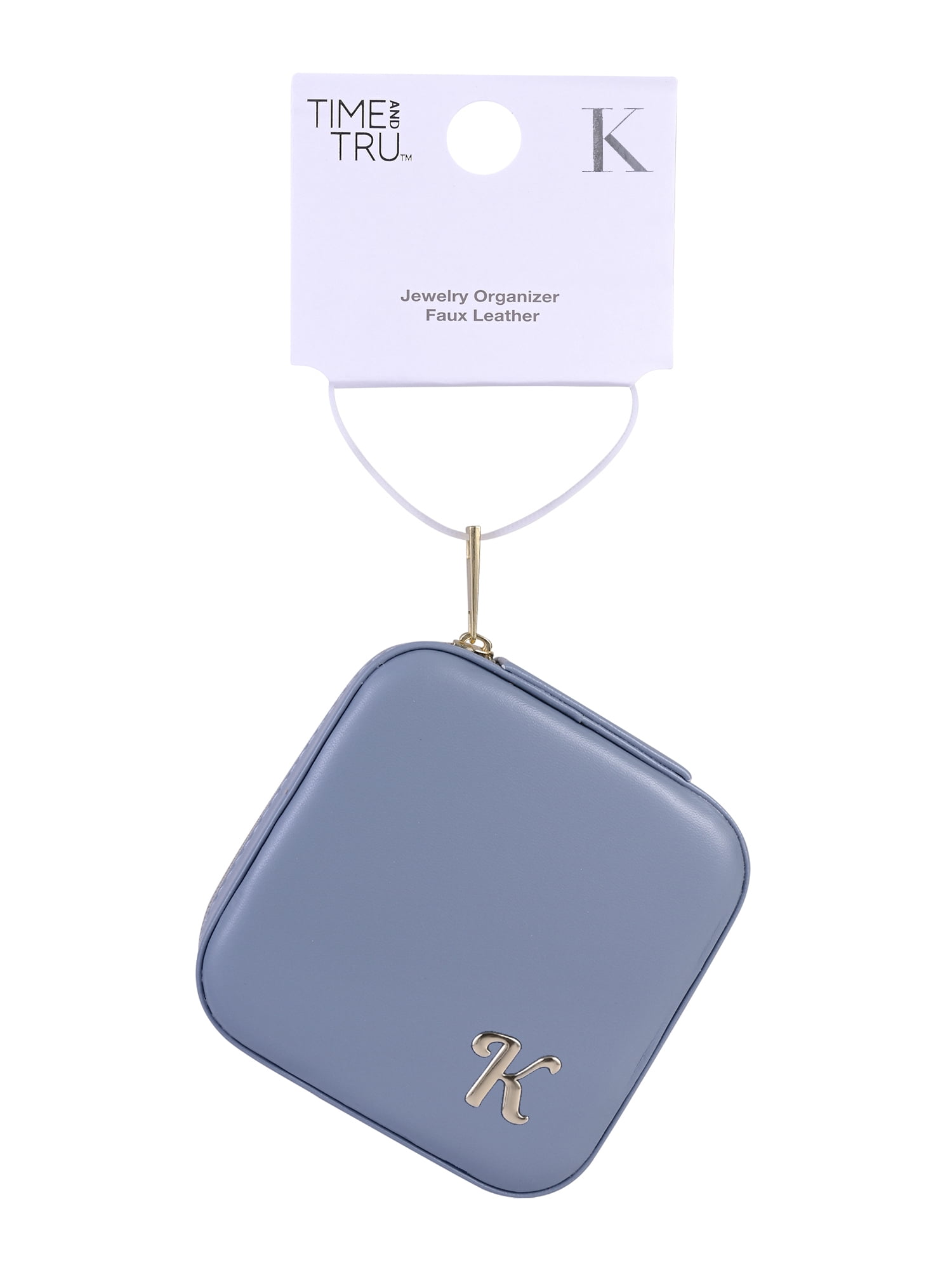 Time and Tru Goldtone/Blue Initial "K" Square Jewelry Organizer
