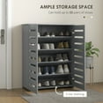 thumbnail image 4 of HOMCOM Slim Shoe Cabinet with 2 Slatted Doors for 15 Pairs of Shoes Grey, 4 of 10