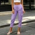 thumbnail image 4 of yillto Capris for Womens Straight Leg Pants with Pockets Fashion Cargo Outfit High Waist Dressy Pant, 4 of 7