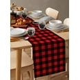 thumbnail image 3 of Black Red Plaid Burlap Cotton Table Runner 13x36 Inches Short, Vintage Rustic Buffalo Checked Gingham Farmhouse Table Runners, Outdoor Dining Tablecloths Decor for Baby Shower/Party/Wedding, 3 of 6