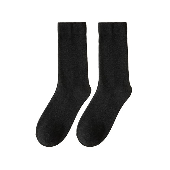 harmtty Adult Socks Unisex Socks 1 Pair Women Socks Mid-tube Solid Color Knitted Thick Warm Elastic Anti-shrink Soft Warm Anti-pilling Anti-slip Lady Winter Black