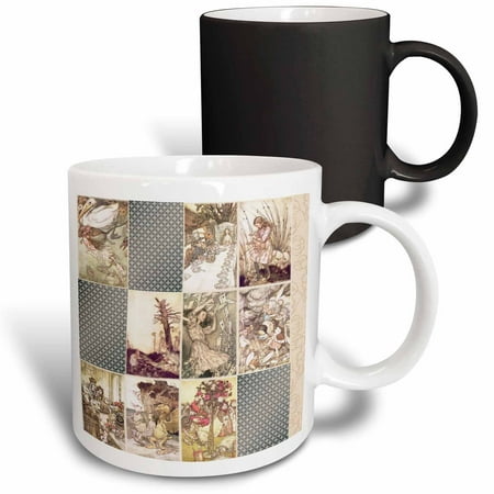

3dRose Vintage Alice in Wonderland Art Collage Magic Transforming Mug 11oz