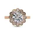thumbnail image 2 of AFFY Floral Halo Solitaire Engagement Ring for Women, 1.60 Carat (ctw) Round Cut Lab Grown Diamond Ring In 10K Solid Rose Gold F-G, VS-SI Quality Ring Size-4, 2 of 7