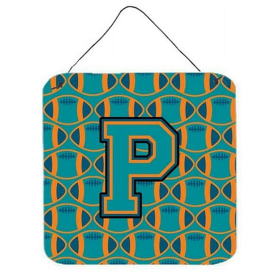 Letter P Football Aqua, Orange & Marine Blue Wall or Door Hanging Prints