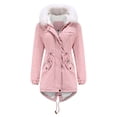 thumbnail image 2 of Women's Winter Mid-Length Overcoat with Attached Hood Soft Plus Size Outerwear for Cold Weather Comfort, 2 of 8