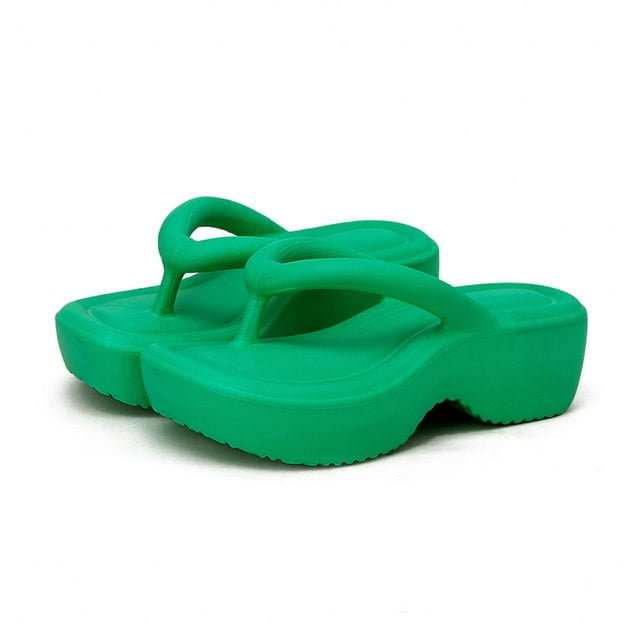MIASHUI Women's Platform Flip Flop Slippers Casual Comfortable Summer Beach Sandals,Green,6.5