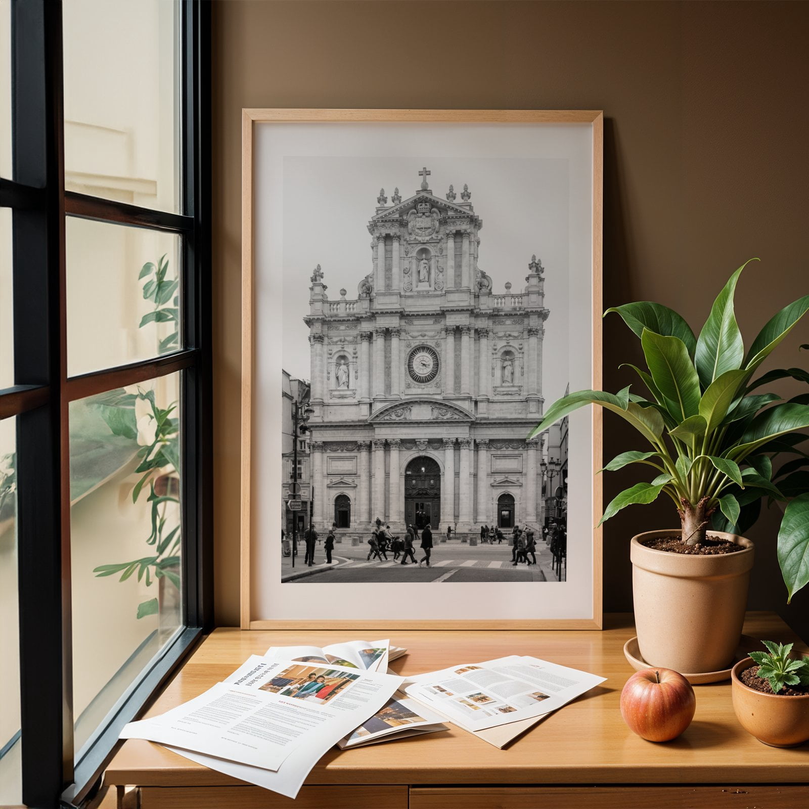 Eglise Saint-Paul-Saint-Louis B&W - Paris Île-de-France France Photography Unframed Wall Art Print 24 x 36 inches