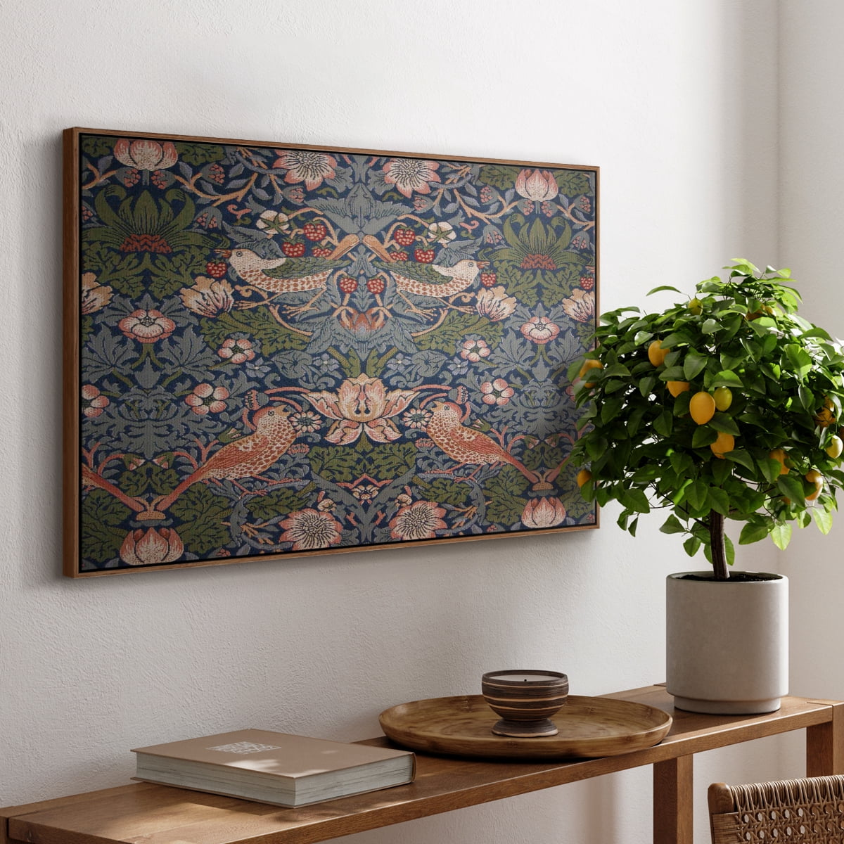 Vintage Abstract Print-LVIII Framed in Walnut Wood Gallery Wrapped Canvas 25 in. x 37 in.