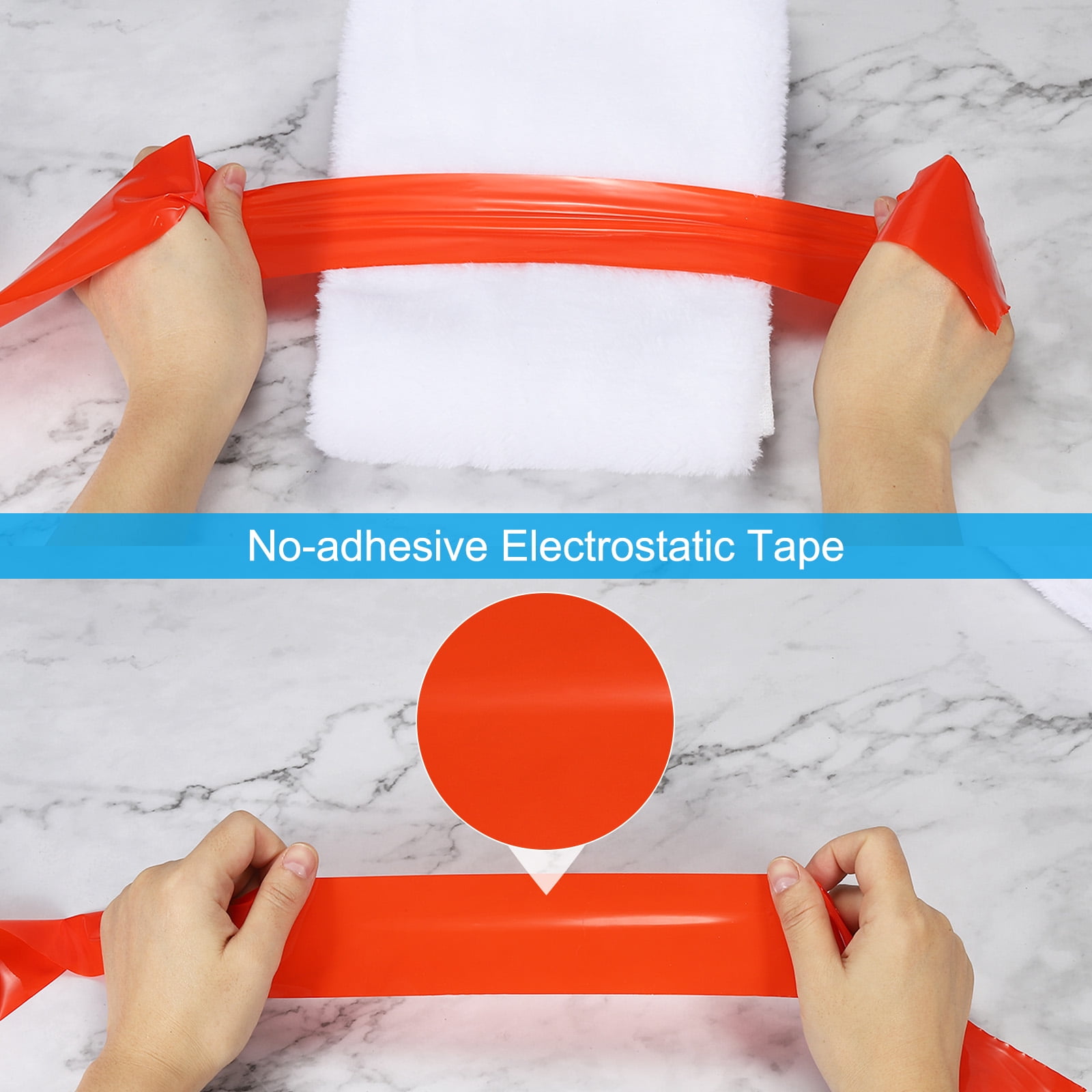 Uxcell Non Stick Static Tapes 2 in X 49 ft, 3 Roll Duct Tape No Glue Electrostatic Adsorption Tape, Black,Red,Pink