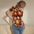 thumbnail image 5 of Daiia Vintage Basketball print Women's Crew Neck Short Sleeve Bodysuit Fashion Tops Fit Casual Basic Extender Bodysuit-Large, 5 of 9