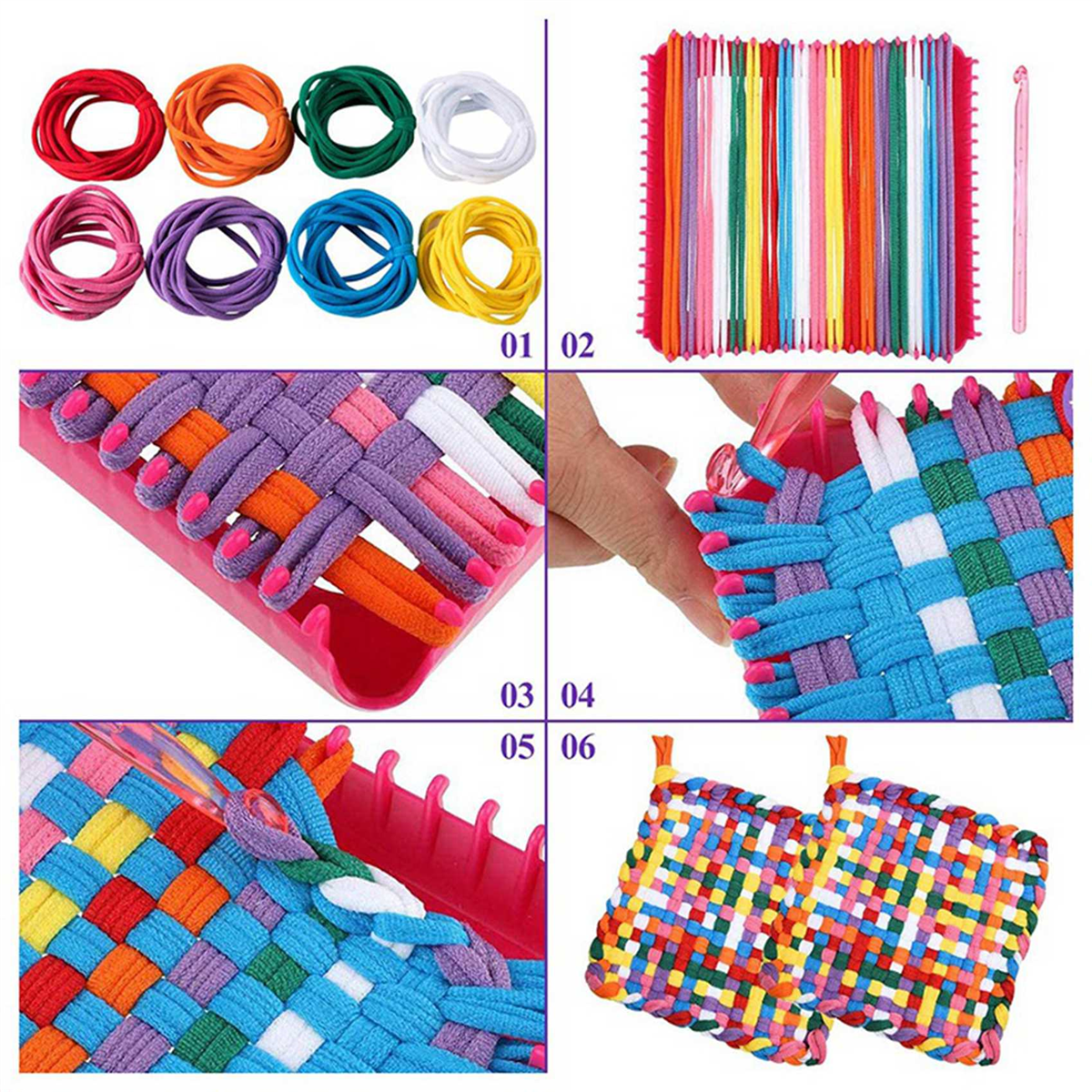 960 Pieces Potholder Weaving Weaving Craft with Multiple Colors for DIY Crafts Supplies