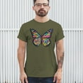 thumbnail image 3 of Tee Hunt Colorful Neon Butterfly T-Shirt Dean Russo Beautiful Nature Men's Tee, Military Green, Small, 3 of 5