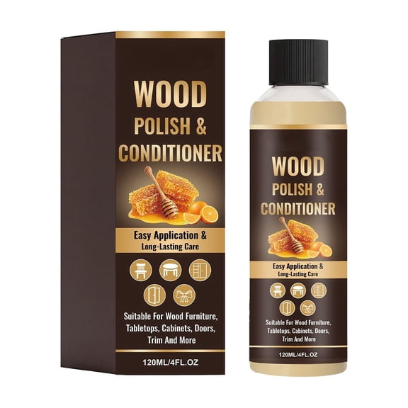 Wood Polish And Conditioner Furniture Restorer, Nourishing Beeswax Wood Wax For Hardwood Floors Cabinets Doors Tables, Scratch Repair 120ml (Brown ,13CM)