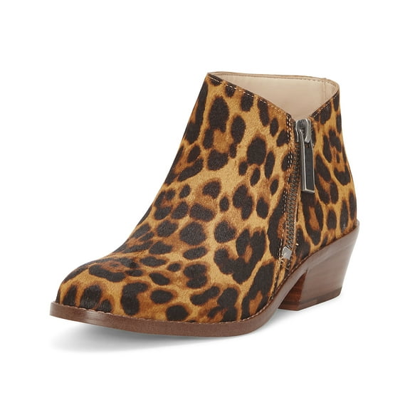 1.State Rosita Leather Boot Brown Multi Leopard Low Cut Designer Ankle Booties (Brown Multi, 6)