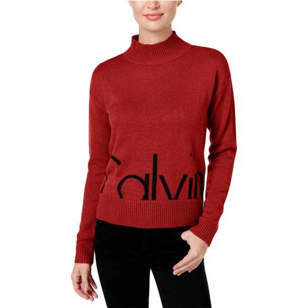 Suéter de punto con cuello simulado Calvin Klein para mujer rojo mediano