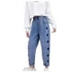 thumbnail image 1 of Odeerbi 3-14 Años Chicas Vaqueros Lindo Amor Imprimir Pantalones de Denim Primavera Verano Cintura Elástica Vaquero Pantalones de Longitud Completa Con Bolsillo, 1 of 4
