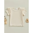 thumbnail image 2 of FEORJGP Toddler Girls Fly Sleeve T-Shirts Kids Baby Crew Neck Shirts Solid Color Ribbed Knit Tops Littel Girl Summer Casual Fashion Clothes, 2 of 9