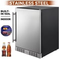 thumbnail image 1 of VEVOR Refroidisseur de Boissons en Acier Inoxydable Intégré 24 Pieds' 5,5 Pi3 Petit Réfrigérateur Réversible pour Soda & Bière 142 Canettes pour Maison Bar Bureau Usage Commercial Intérieur (150L, Noir & Argent), 1 of 9