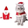 thumbnail image 1 of Disfraz de gato para Navidad, capa de Papá Noel para mascotas con cascabeles, bonito gorro navideño, un conjunto de dulces regalos para perros y gatitos (S), 1 of 5