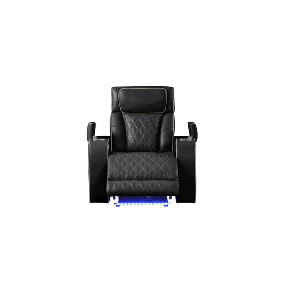 Fortuner Modern Style  Recliner Chair Made with Faux Leather and Wood in Black