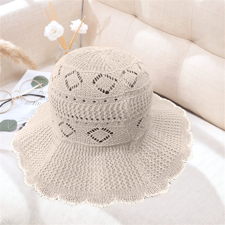 VISALY Wide Brim Crochet Sun Hat Floppy Straw Sun Hat Uv  display picture 3