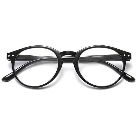MAGIMODAC Round Reading Glasses 2.25 Blue Light Blocking Spring Hinge Lightweight Reader Eyeglasses for Men and Women