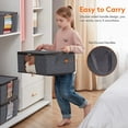 thumbnail image 2 of Juego de 4 bolsas de almacenamiento de ropa grises, contenedores de almacenamiento plegables, organizador de armario con asa reforzada y ventana transparente para toallas, suéteres, camisetas, 35 l,, 2 of 4