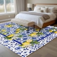 thumbnail image 4 of Lemon Flower Large Area Rugs 6x9 ft Summer Lemon Blue Floral Texture Washable Rug Non Slip Indoor Carpet Absorbent Floor Mat for Living Room Bedroom Dining Room, 4 of 9