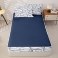 thumbnail image 4 of Castle Fairy Baseball Print Zipper Full Size Comforter Sets with Fitted Sheet and 2 Pillowcases, Sport Theme Zipper Bedding Set, White Navy,4pcs,Navy Blue Reversible, 4 of 6