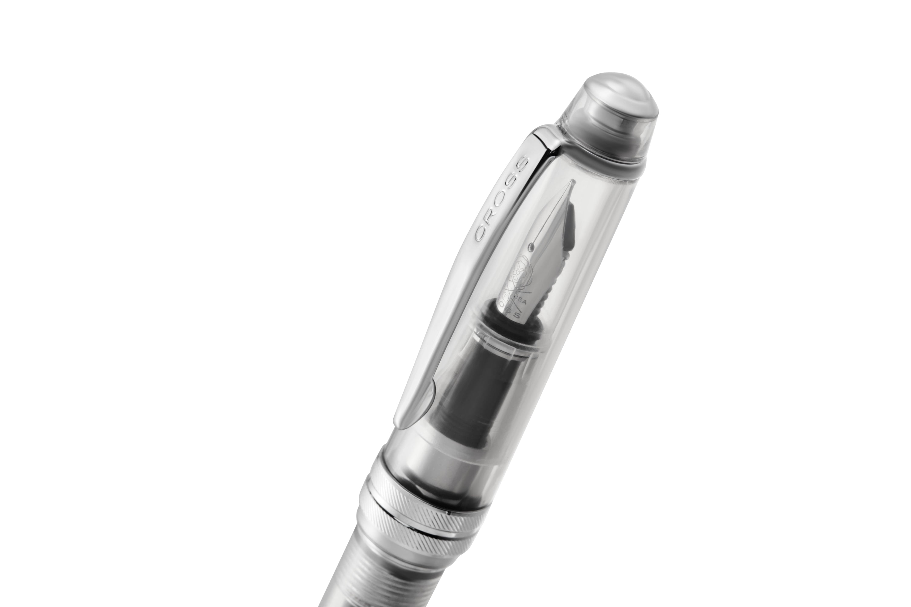 Cross Bailey Light Translucent Clear Resin with Bright Chrome Internal Mechanism and Chrome-plated Appointments Extra-Fine Nib Fountain Pen