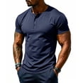 thumbnail image 2 of OIOLOYJM Short Sleeve Henley Shirt for MenMesh Lightweight Breathable Athletic Work T-Shirts Casual Basic Summer Running Gym Workout Tee Shirt Navy 2XL, 2 of 4