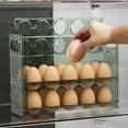 thumbnail image 6 of Refrigerator Egg Organizer | 3-Layer Flip Design | Fits 30 Eggs | Reversible Transparent Acrylic Storage Tray | Space-Saving Side Door Container | Green | 10.04x7.68x3.94in | Easy Carry Handles, 6 of 7