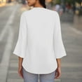 thumbnail image 5 of ZyeKqe 3/4 Length Sleeve Womens Tops V Neck Business Casual Top Loose Fitted Office Work Blouses Tunic Top, 5 of 7
