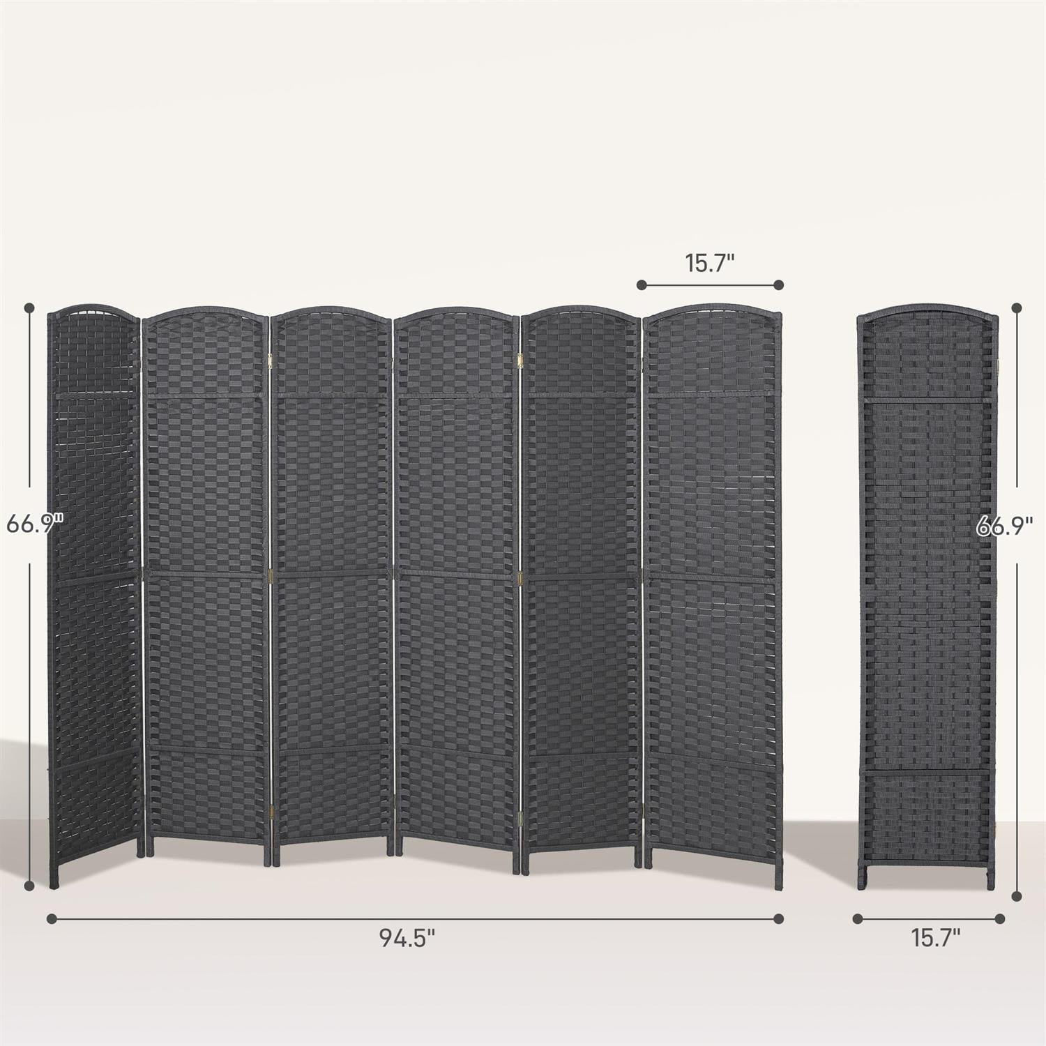 Demi Bonn 6-Panel Foldable Room Divider Screen with 5.6ft Tall Privacy Screen, Space Partition for Home Office, Freestanding Screen Wall, Gray